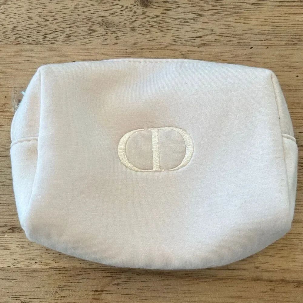Christian Dior beauty soft cream beige make up bag cosmetic pouch travel